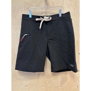 NWT Poler Black High Rise Zipper Pocket Swim Esteban Trunk Board Shorts Size 28